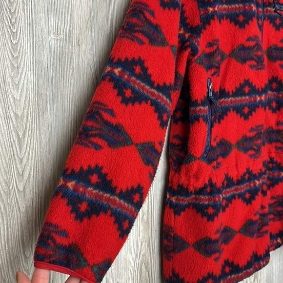 90’s Obermeyer Laramie Anorak Southwestern Aztec Hooded 1/2 Zip Fleece Size XL - Picture 5 of 15